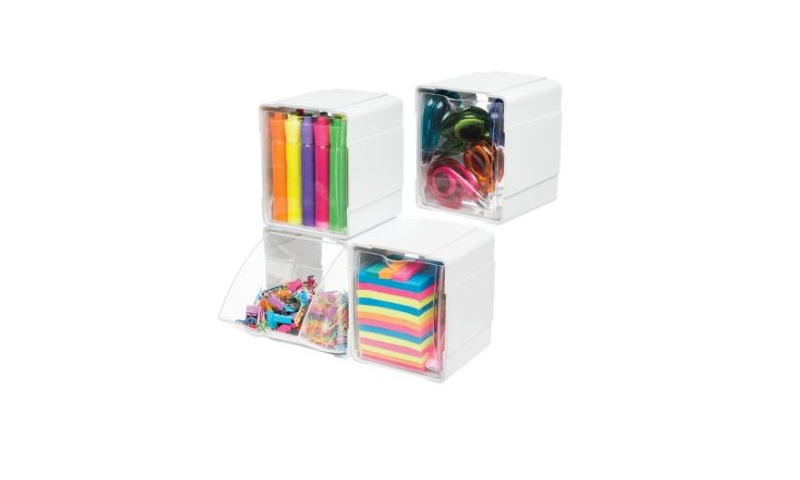 Deflecto Craft Storage Cubes, 4 Pcs Stackable & Tilt Entry Feature