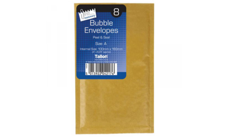 Just Stationery Bubble Padded Envelopes, Retail Pack of 8, Size (A/000) 100x160mm