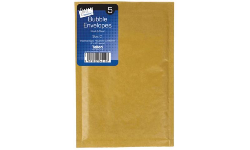 Just Stationery Bubble Padded Envelopes, Retail Pack of 5, Size (C/0) 150x215mm