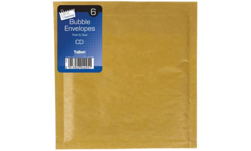 Just Stationery Bubble Padded Envelopes, Retail Pack of 6, CD Size, 140 x 170mm (New Lower Price for 2022)
