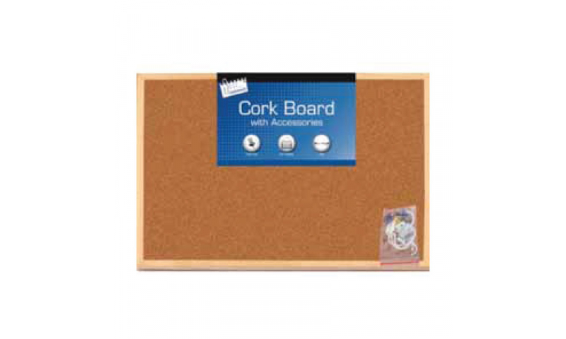 Just Stationery Cork Board A3 30 x 45cm, With Accessories