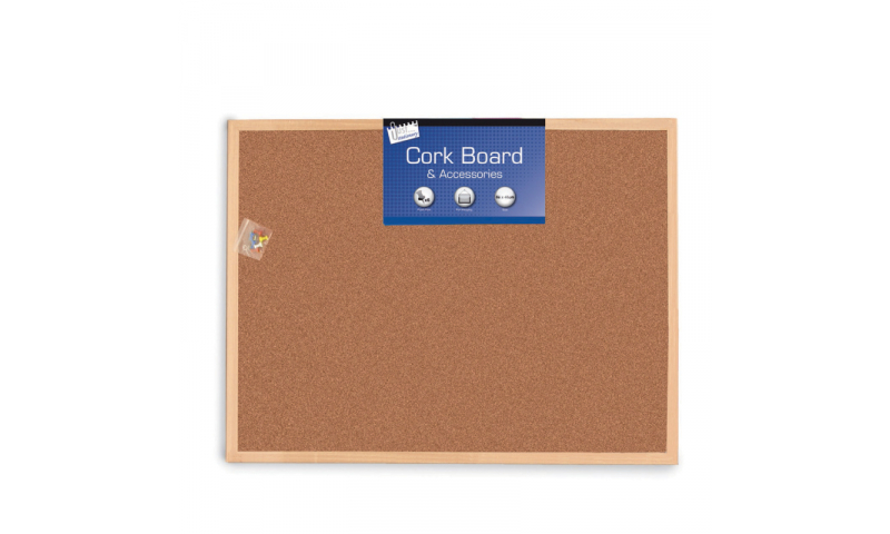 Just Stationery Cork Notice Board, Wooden Frame, 600 x 800mm (New Lower Price for 2021)