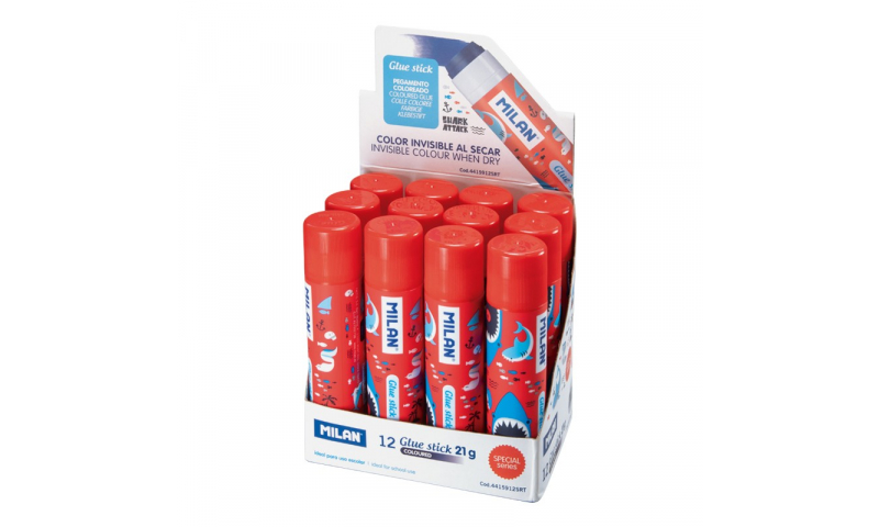 MILAN Shark Attack Colour Change Glue Stick Medium Blue 21g. (New Lower Price for 2022)