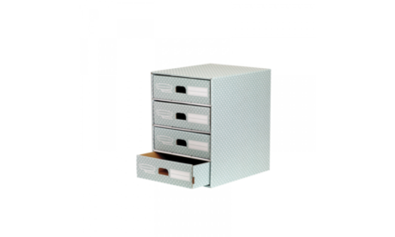 Fellowes Style 4 Drawer Unit, Green / White, Fastfold. 100% Recycled (New Lower Price for 2022)
