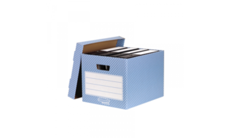 Fellowes Style Fastfold Storage Box, 100% Recycled, Blue / White - Pack of 4. (New Lower Price for 2022)