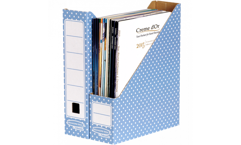 Fellowes Style Magazine File, 100% Recycled, Blue / White - Pack of 10