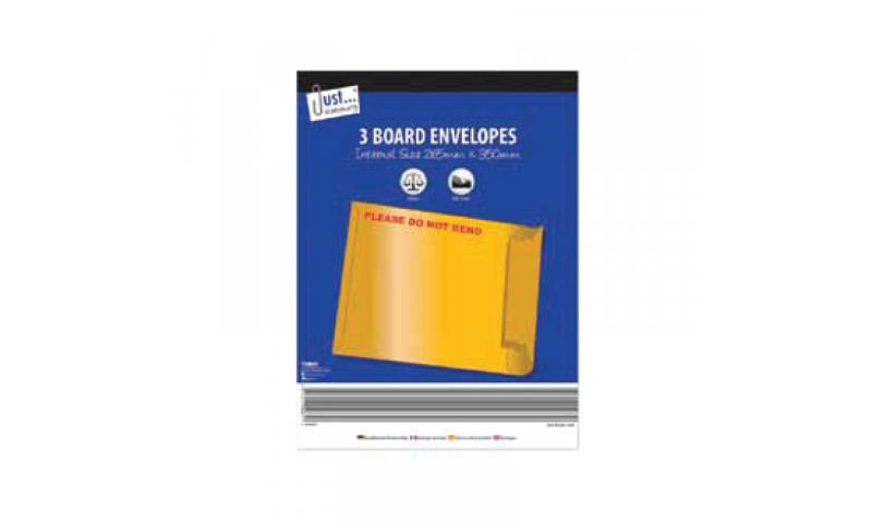 Just Stationery Rigid Boardback Envelopes 260x350mm Pack 3 (New Lower Price for 2022)