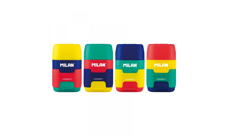 Milan Compact MIX Sharpeneraser, 4 Asstd in Counter Display - Next delivery Sept '22