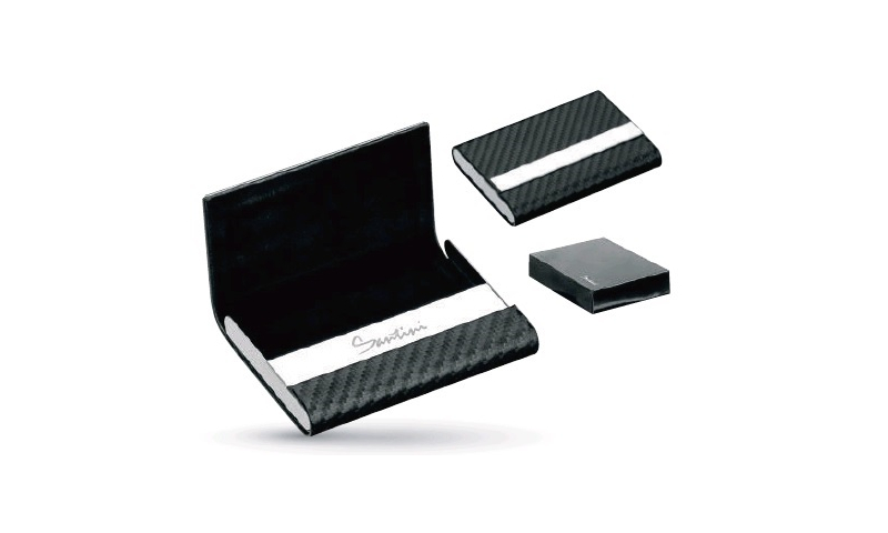 Santini Metal Business Card Holder Silver - Black, Gift Boxed