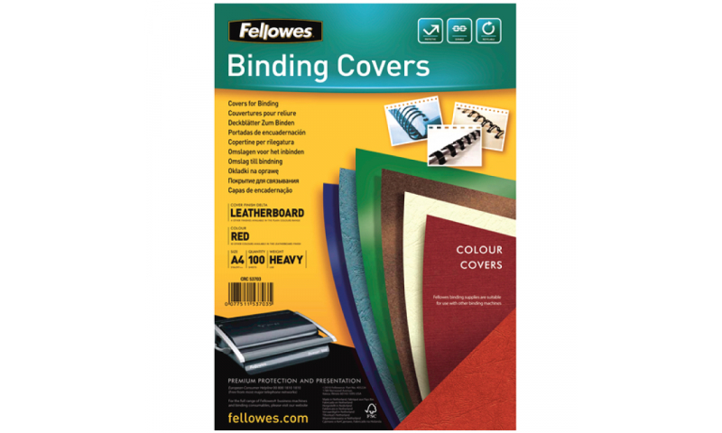 Fellowes A4 Dark Green Leathergrain FSC Covers - Pack 100 (New Lower Price for 2021)
