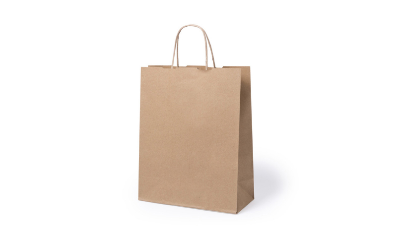 Eco Paper Bag, Rope Handles & Gusset.  Size: 25 x 31 x 11cm