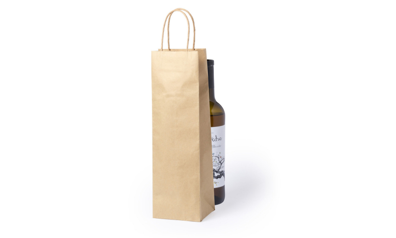 Eco Paper Bottle Bag, Rope handles. Size: 11 x 36 x 10 cm