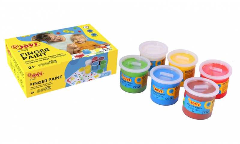 JOVI Kids Finger Paint 2+ Certified, Box of 6 x 125ml Primary Colours