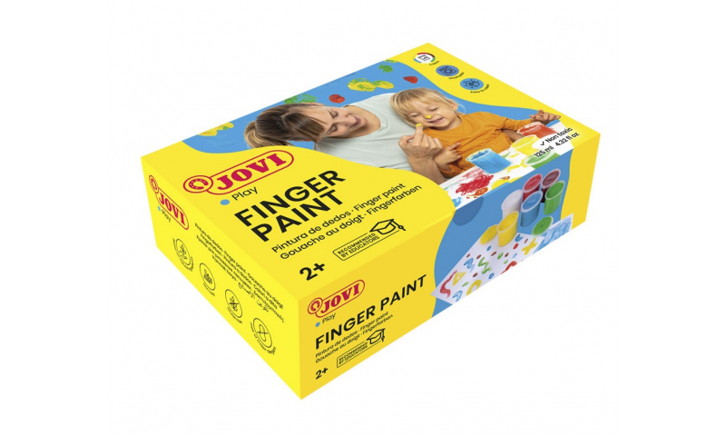 JOVI Kids Finger Paint 2+ Certified, Box of 6 x 125ml Primary Colours