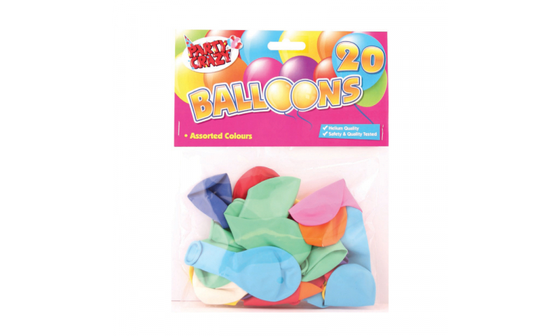 Party Crazy Balloons, Assorted Shapes, Pack of 20, Helium Quality