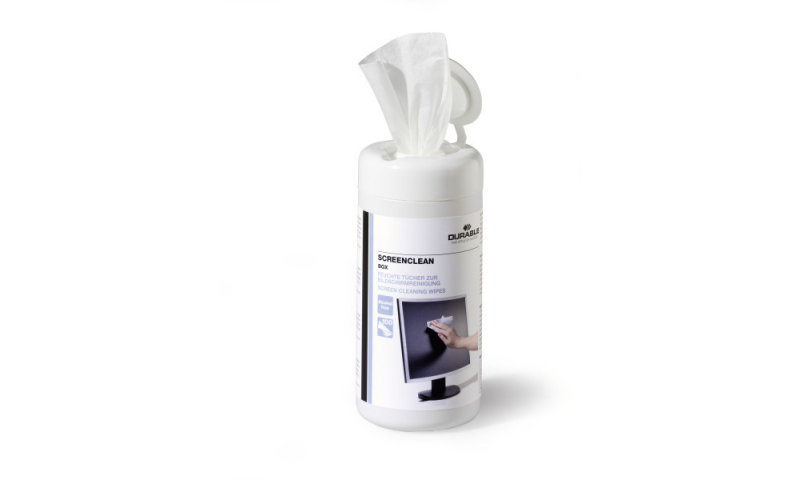 Durable SCREENCLEAN Tub of 100 moist Screen Cleaning wipes (In stock)