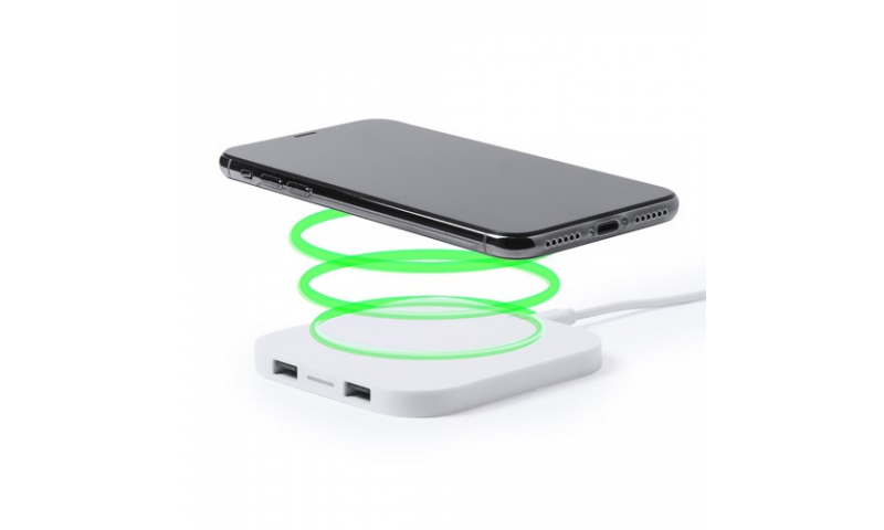 Ëynsteyn USB Powered Wireless Charger, Rectangular, with Power cable & 2 USB outlet hub