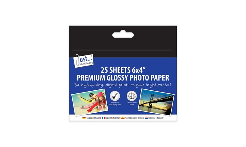 Just Stationery A6 (6x4) Gloss Photo Paper 210gsm, Pack of 25
