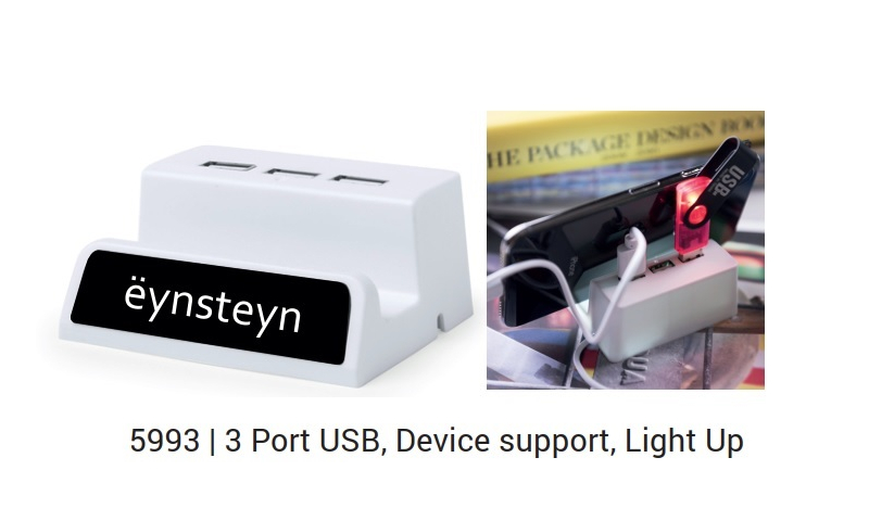 Ëynsteyn 3 Port Multi USB Support Device, Lights up when in use