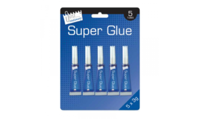 Just Stationery Super Glue 3g, 5 Pack Carded