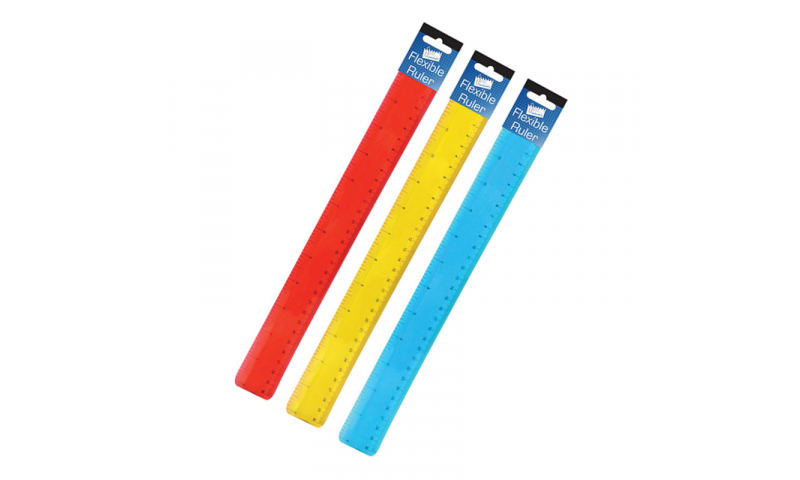 Just Stationery 30cm Flexi Ruler, Hangpacked (New Lower Price for 2022)