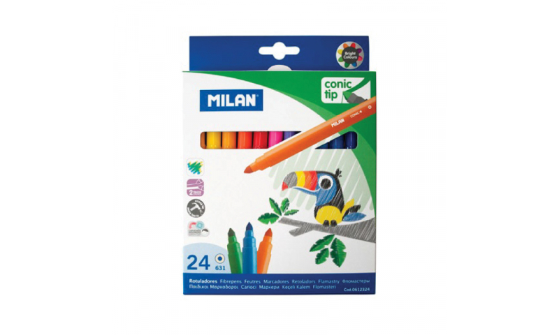 Milan Conic tip Large Fibre Tips, box of 24 Colours