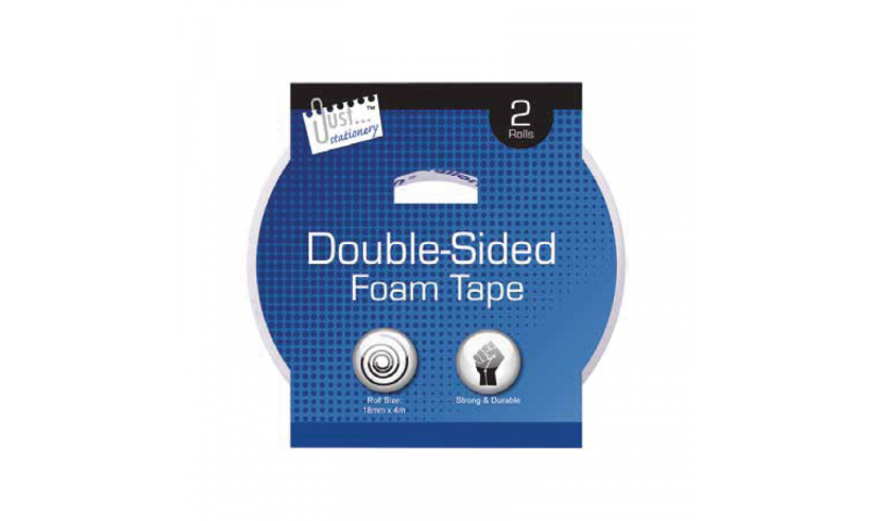 Just Stationery Double sided tape 18mm x 8M, 4 Roll Pack (New Lower Price for 2022)
