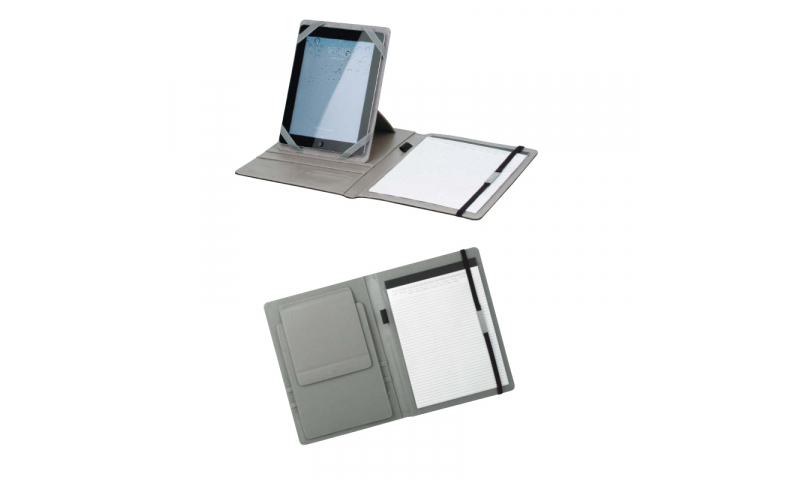 Santini Imitation Leather Portfolio with A4 Lined Writing Pad, 20 Sheets and Stand for Tablet.