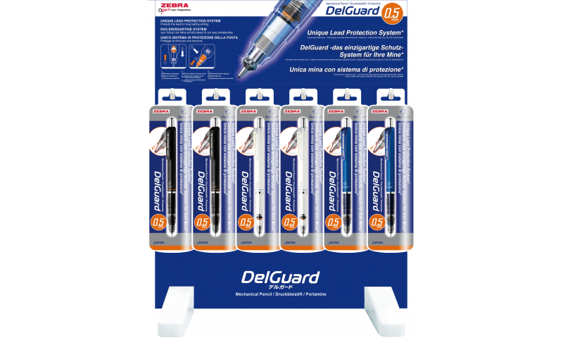 Zebra Delguard Automatic Pencil "Leadsafe" 0.5mm , Display Stand