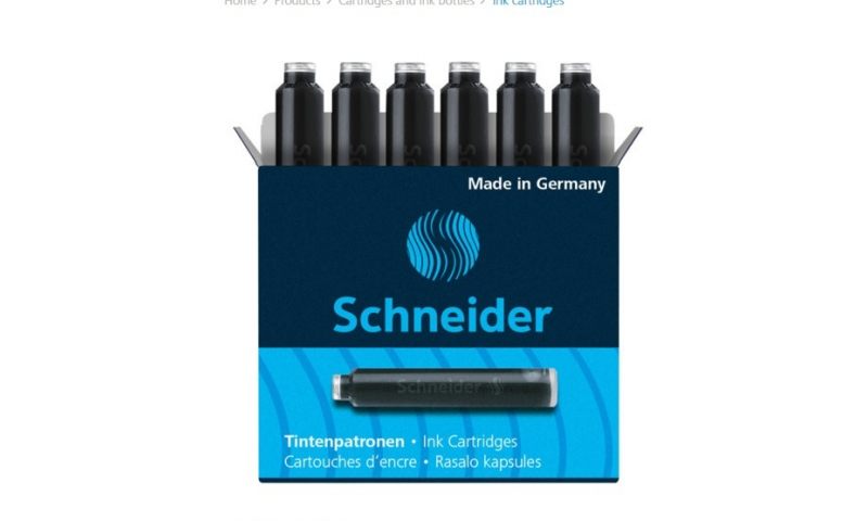 Schneider European Ink Cartridges, box of 6  Black & 3 colours