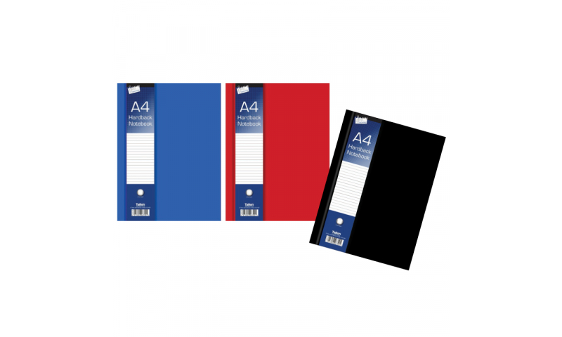 Just Stationery A4 Hardback Ruled Notebook, 3 asstd colours