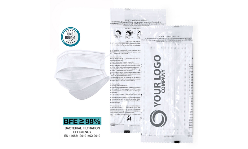 Disposable EN149 Face Masks, White 3 Ply, CE Certified, Individual sealed packs