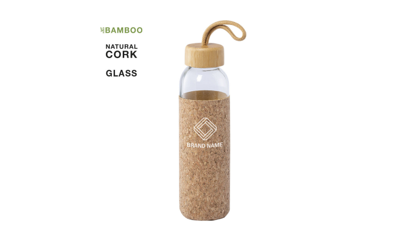 Natura 500ml Glass Bottle with Cork Grip