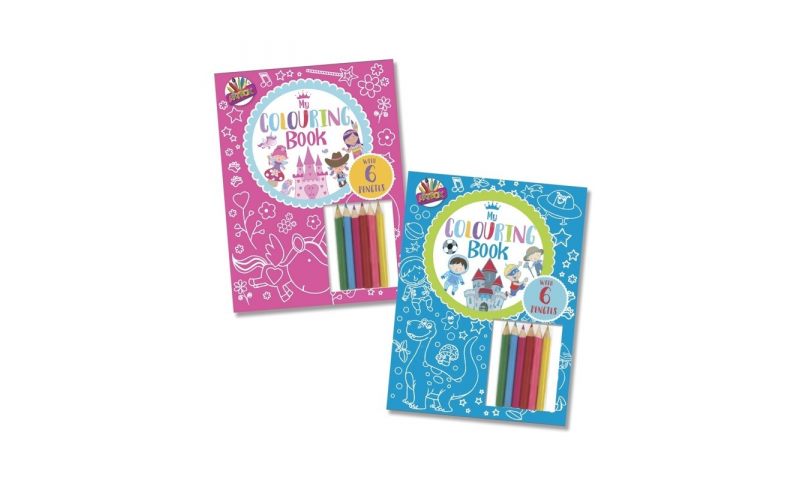 Colouring Book for Kids, with 6 Pencils, A4, 2 Asstd