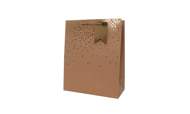 Just to Say Kraft Confetti foiled Gift Bag, Large with gift tag.