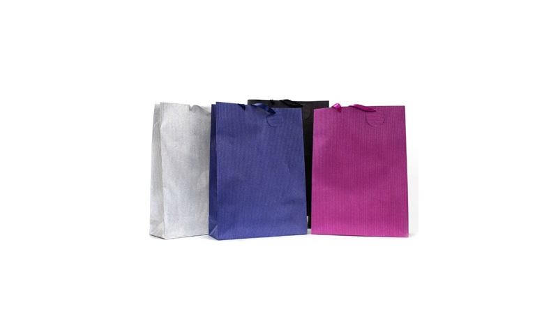 Just to Say Pinstripe Glitter Extra-Large Gift Bag, 4 assorted.