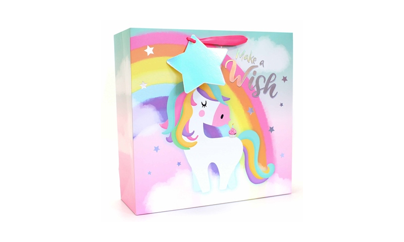 Just to Say Unicorn Gift Bags, Square Extra-Large, 425 x 425 x 180, Shaped Tag