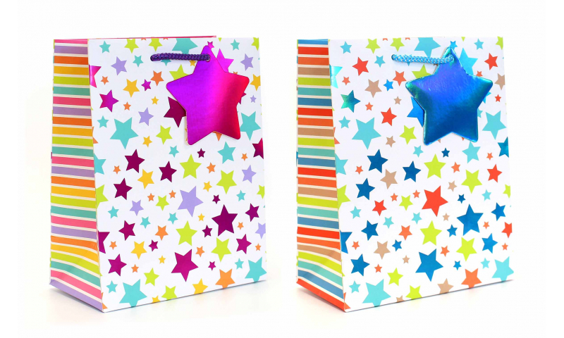 Just to Say Foil Stars Gift Bag, Medium, with Gift Tag.