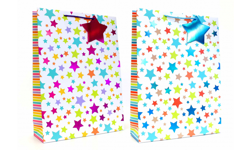 Just to Say Foil Stars Gift Bags, Ex-Large, with Gift Tags.