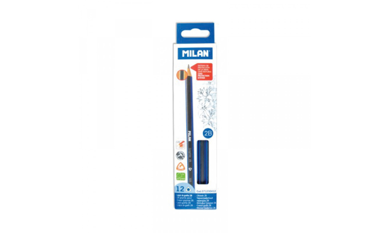 Milan 2B Pencils, Quality, Triangular sustainable wood - box of 12 (priced per pencil)