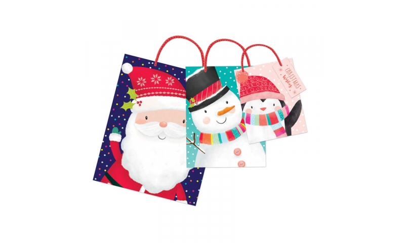 Xmas Cute Design Gift Bags, Pack of 3 Sizes, S,M & L