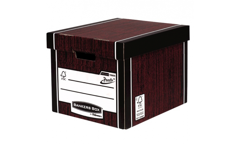 Fellowes R-Kive 100% Recycled Storage Box, Classic Presto, Woodgrain (NEW convenient 5 Pack for 2021)
