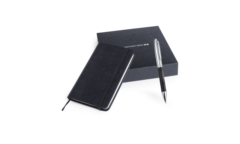 Antonio Miró A6 Notebook & Deluxe Pen Set Black