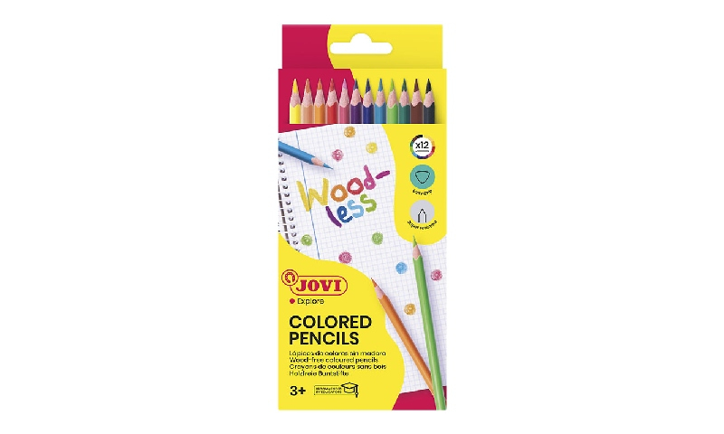JOVI ECO Woodless Colour Pencils - Hangpack of 12 assorted colours