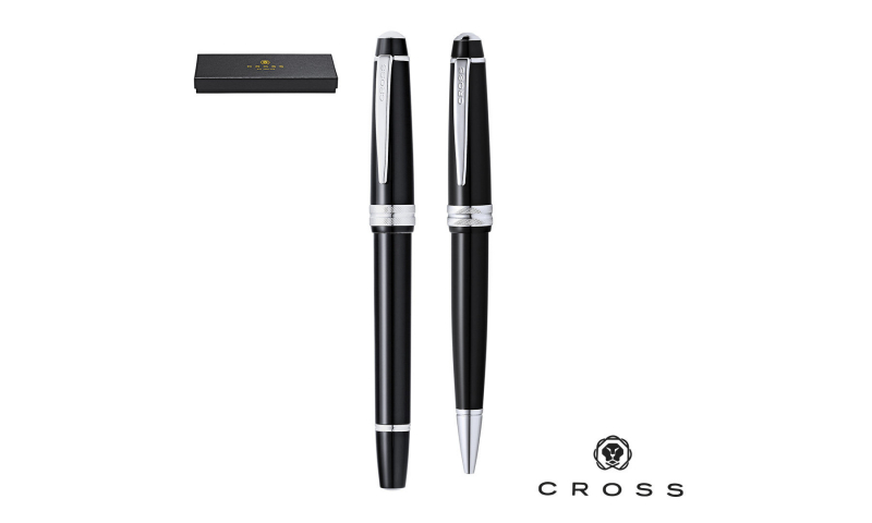CROSS Bailey Light Ballpoint & Rollerball Pen Set in Elegant Gift Box - Black