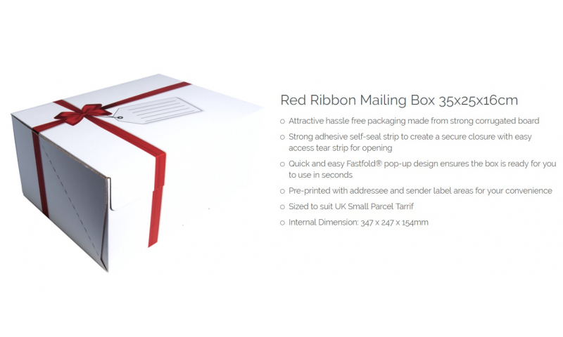Fellowes Gifting Mailing Box Red Ribbon design, CDU Display. (New Lower Price for 2021)