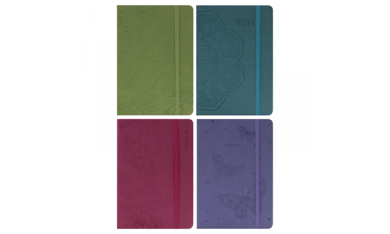 Just Stationery A5 Soft Touch Notebook with elastic binding & Embossed Designs