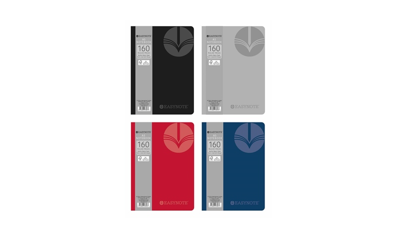 EasyNote A5 Notebook, 160 Ruled pages, 4 Classic colours, FSC paper.