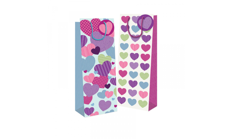 Just to Say Hearts Gift Bag, Rope Handles & Tag Bottle - H 360 x W 120 x D82 mm