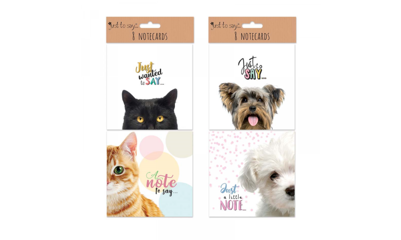 Just to Say Cats & Dogs 8 Pack Square Notecards